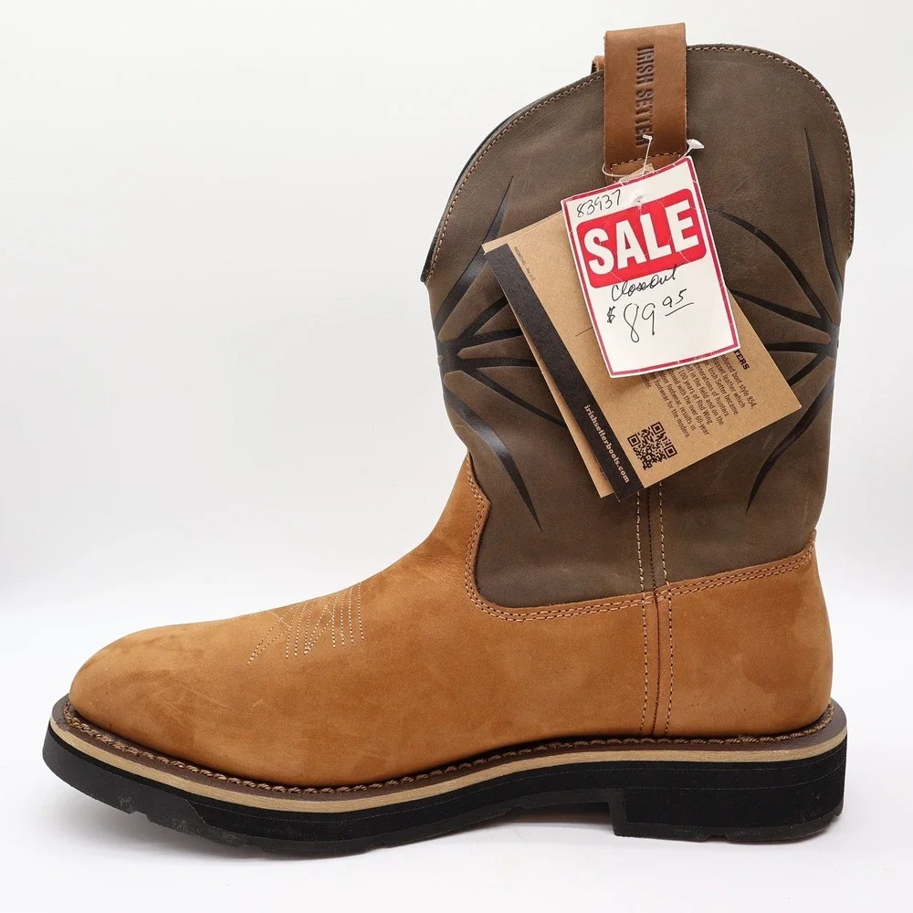 Irish Setter Walker Pull-On Work Boots Mens 12 Brown Leather Soft Toe 83937 NEW